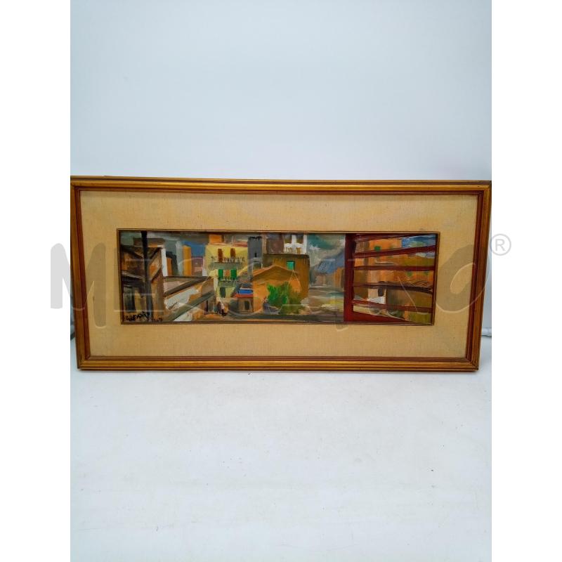 QUADRO OLIO SU TELA VEDUTA DALLA FINESTRA  | Mercatino dell'Usato Roma porta maggiore 1