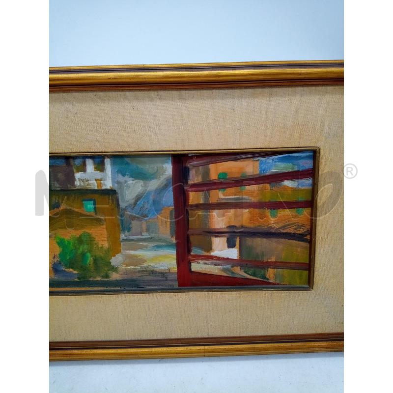 QUADRO OLIO SU TELA VEDUTA DALLA FINESTRA  | Mercatino dell'Usato Roma porta maggiore 2