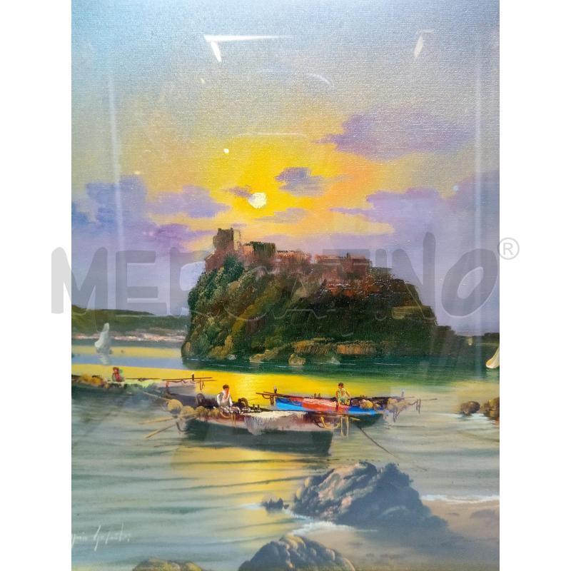 QUADRO OLIO SU TELA VEDUTA NISIDA | Mercatino dell'Usato Roma porta maggiore 2