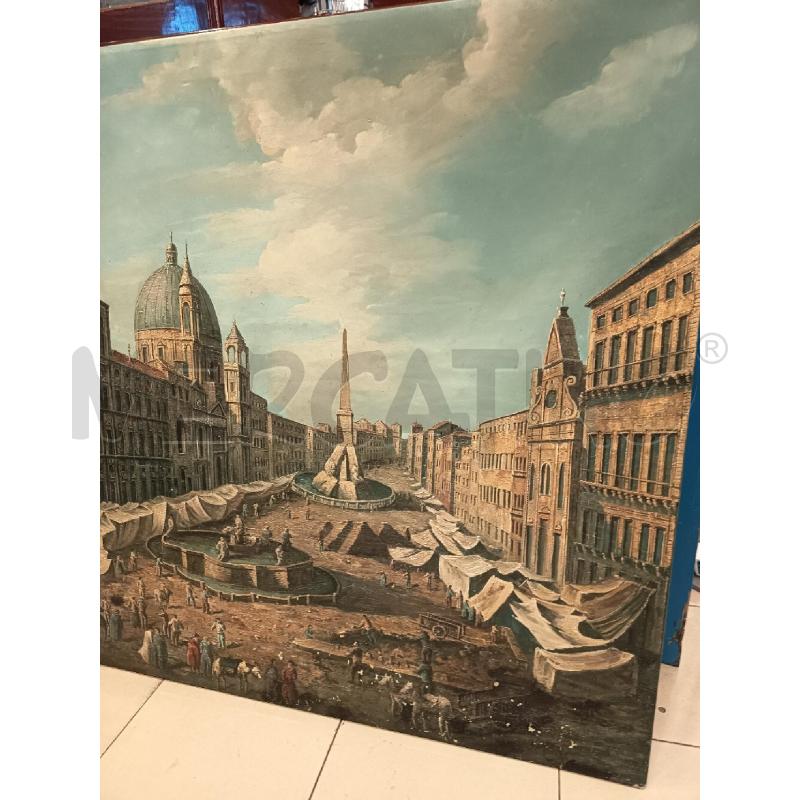 QUADRO OLIO SU TELA VEDUTA PIAZZA NAVONA | Mercatino dell'Usato Roma porta maggiore 2
