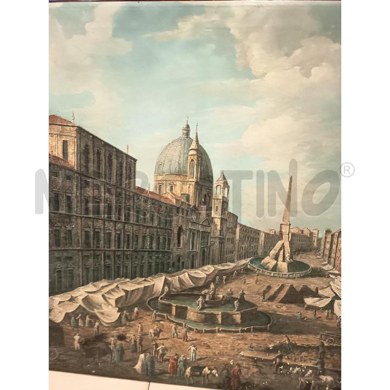 QUADRO OLIO SU TELA VEDUTA PIAZZA NAVONA | Mercatino dell'Usato Roma porta maggiore 3