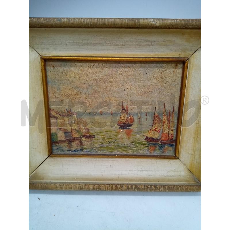 QUADRO OLIO SU  CARTONE TELATO BARCHE '50  | Mercatino dell'Usato Roma porta maggiore 1