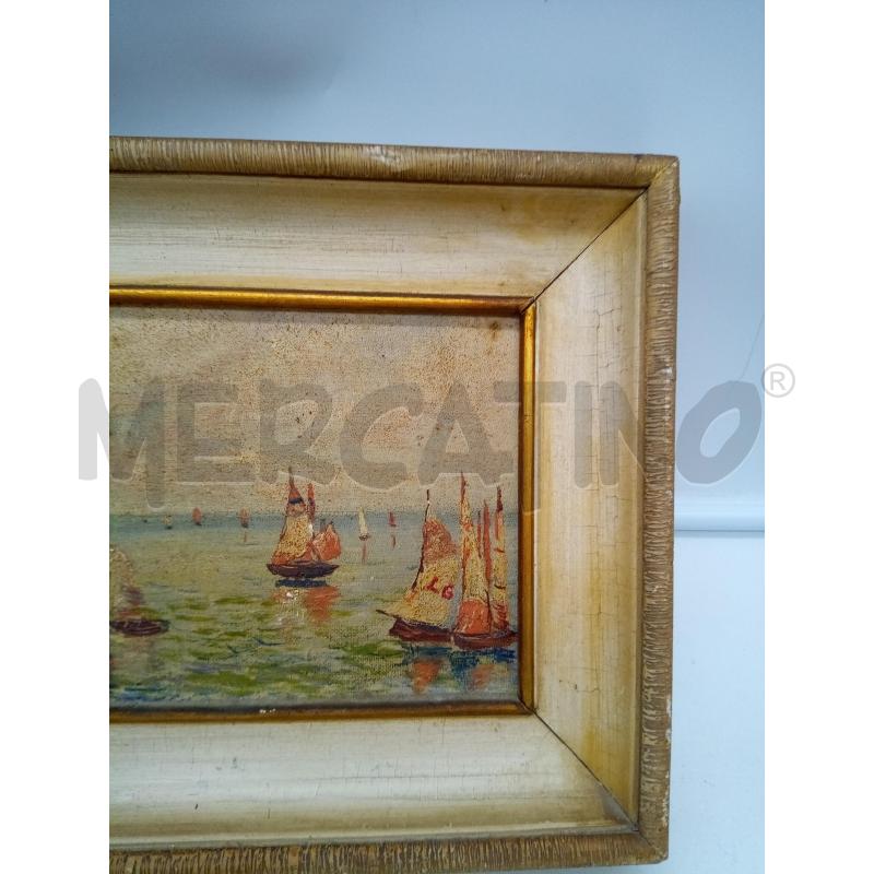 QUADRO OLIO SU  CARTONE TELATO BARCHE '50  | Mercatino dell'Usato Roma porta maggiore 5