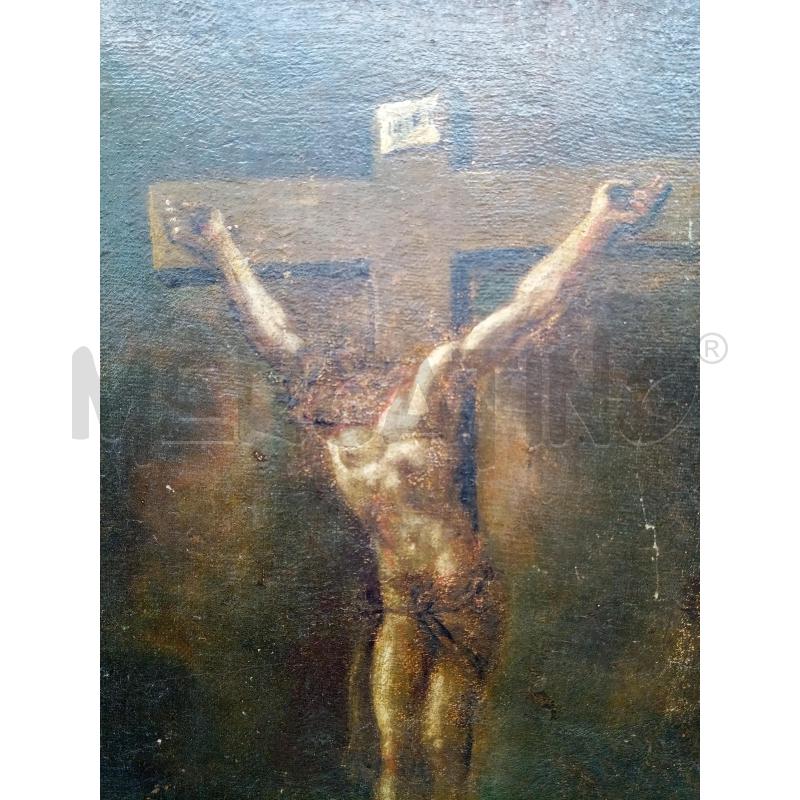 QUADRO OLIO S UTELA CROCIFISSIONE EPOCA DA RESTAURARE  | Mercatino dell'Usato Roma porta maggiore 2