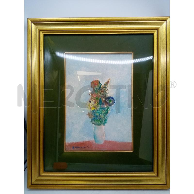 QUADRO OLIO VASO FIORI PASS VERDE  | Mercatino dell'Usato Roma porta maggiore 1