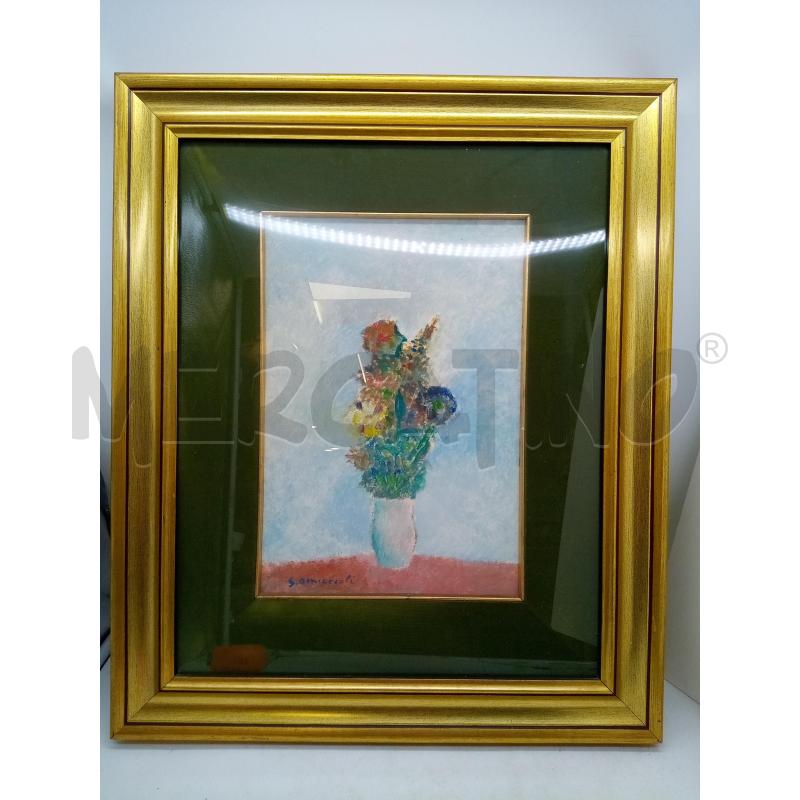QUADRO OLIO VASO FIORI PASS VERDE  | Mercatino dell'Usato Roma porta maggiore 3