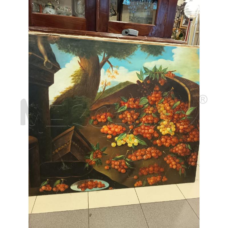 QUADRO OLI OSU TELA NATURA MORTA CILIEGIE | Mercatino dell'Usato Roma porta maggiore 1