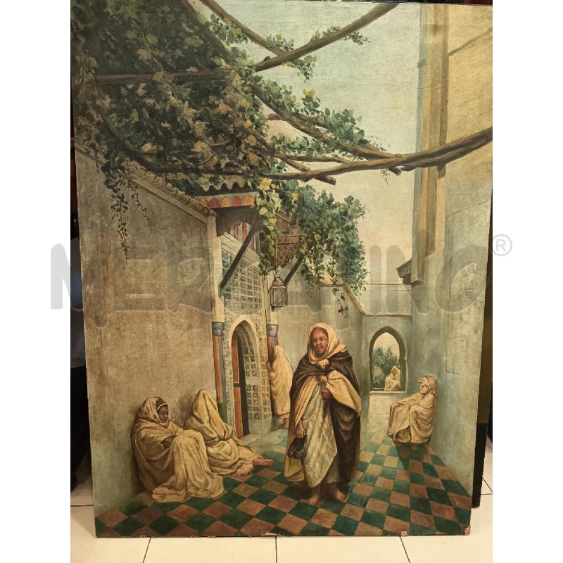 QUADRO OLI OSU TELA SCENA CORTILE ORIENTALISTA | Mercatino dell'Usato Roma porta maggiore 1