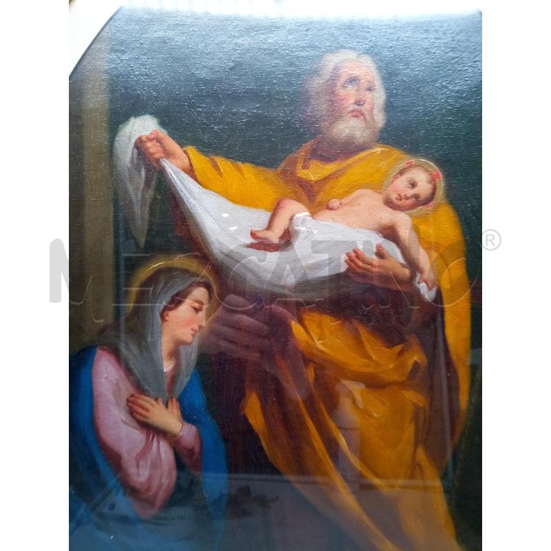 QUADRO OVALE BIFRONTE OLIO SU TELA SACRA FAMIGLIA/SANTA CON SERPE | Mercatino dell'Usato Roma porta maggiore 2