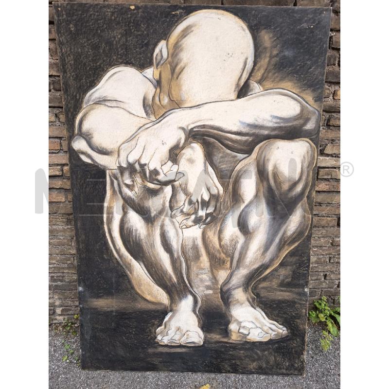 QUADRO PANNELLO SCENOGRAFIA UOMO DISPERATO VOLTI GIUDICANTI  | Mercatino dell'Usato Roma porta maggiore 1