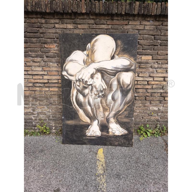 QUADRO PANNELLO SCENOGRAFIA UOMO DISPERATO VOLTI GIUDICANTI  | Mercatino dell'Usato Roma porta maggiore 2