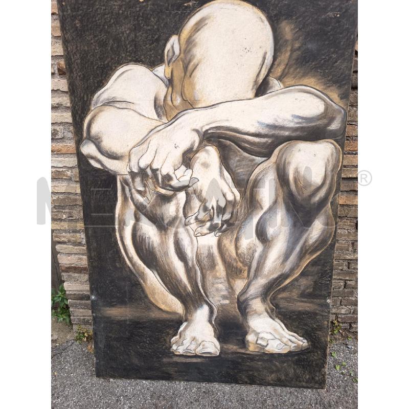QUADRO PANNELLO SCENOGRAFIA UOMO DISPERATO VOLTI GIUDICANTI  | Mercatino dell'Usato Roma porta maggiore 3