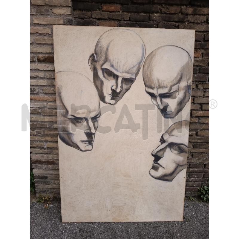 QUADRO PANNELLO SCENOGRAFIA UOMO DISPERATO VOLTI GIUDICANTI  | Mercatino dell'Usato Roma porta maggiore 4