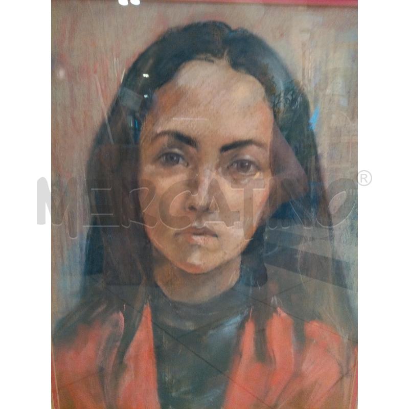 QUADRO PASTELLI A OLIO DONNA GIACCA ROSSA | Mercatino dell'Usato Roma porta maggiore 2