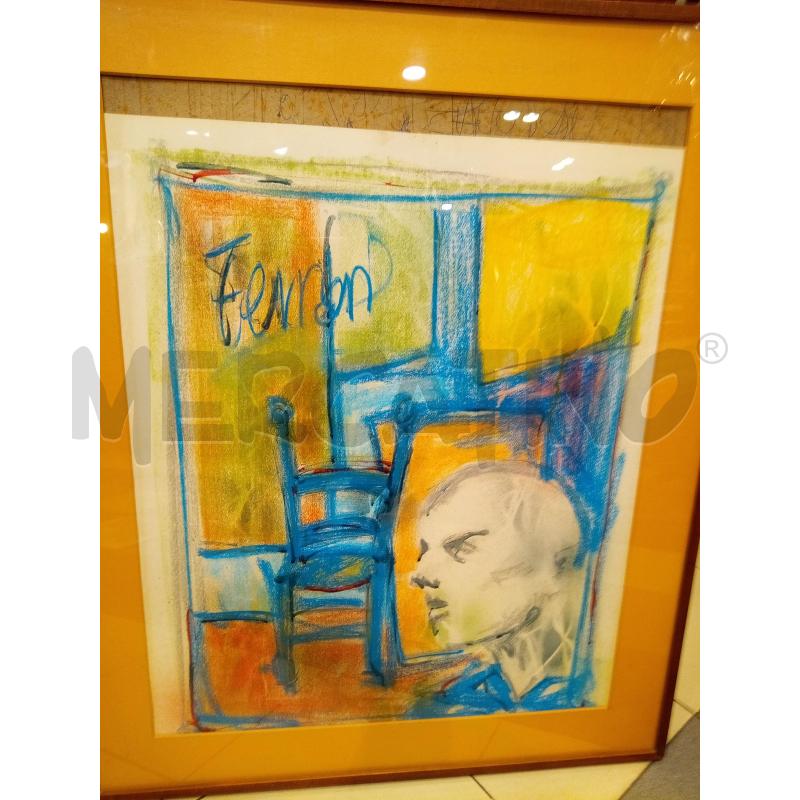QUADRO PASTELLI A OLIO TESTA UOMO SEDIA BLU | Mercatino dell'Usato Roma porta maggiore 1
