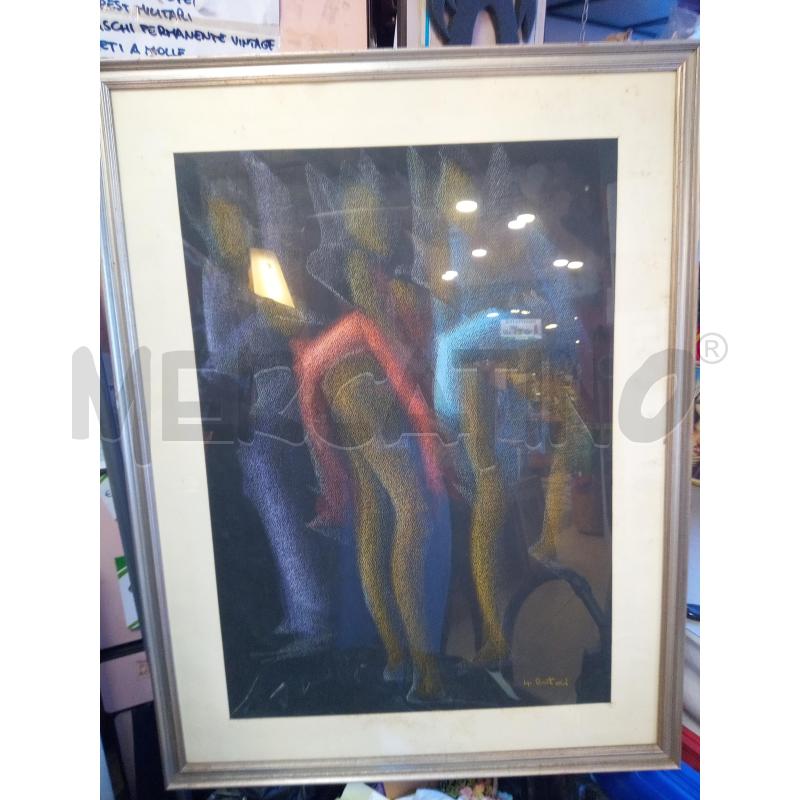 QUADRO PASTELLI SU CARTA TRIO FONDO NERO  | Mercatino dell'Usato Roma porta maggiore 1