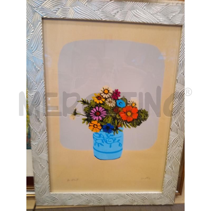 QUADRO PDA VASO FIORI CORNICE ARGENTATA  | Mercatino dell'Usato Roma porta maggiore 1