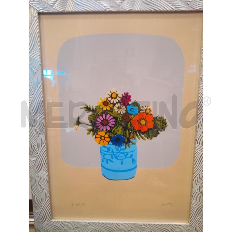 QUADRO PDA VASO FIORI CORNICE ARGENTATA  | Mercatino dell'Usato Roma porta maggiore 2