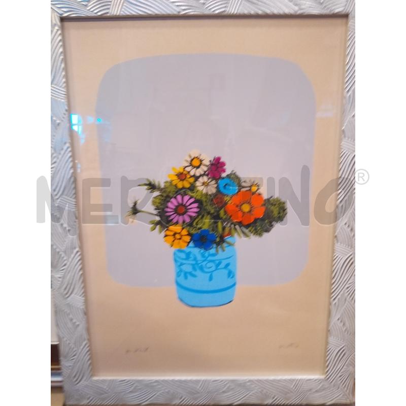 QUADRO PDA VASO FIORI CORNICE ARGENTATA  | Mercatino dell'Usato Roma porta maggiore 3