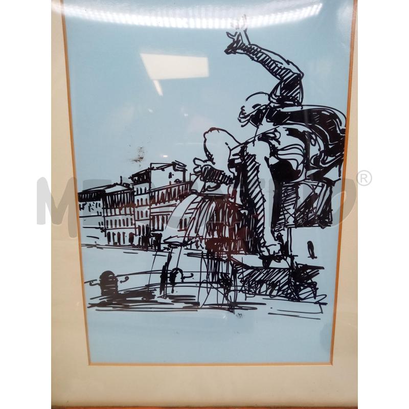 QUADRO PENNARELLO SCORCIO ROMANO FONDO CARTA DA ZUCCHERO | Mercatino dell'Usato Roma porta maggiore 2