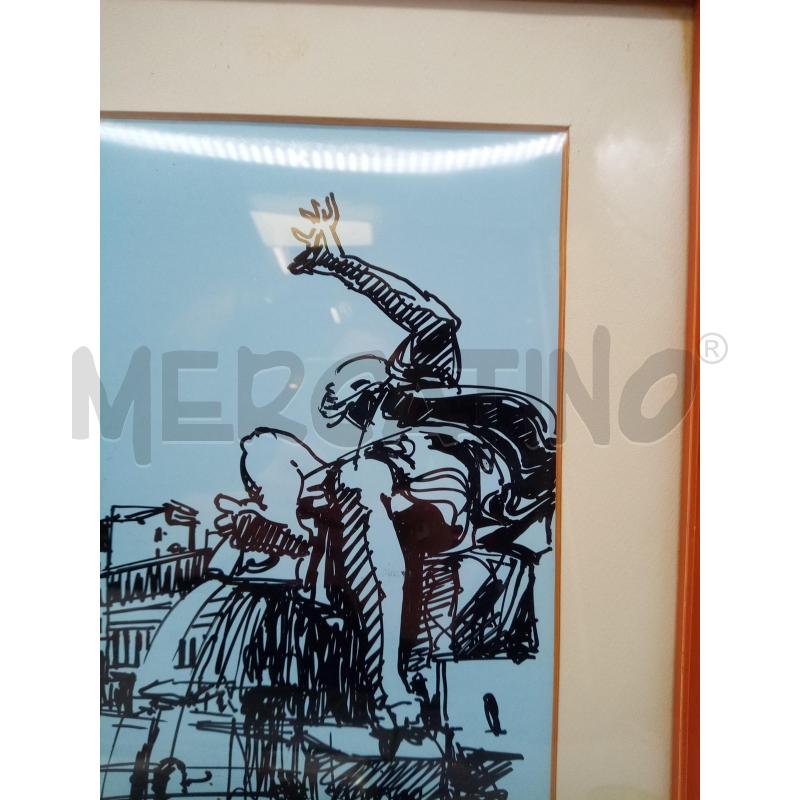 QUADRO PENNARELLO SCORCIO ROMANO FONDO CARTA DA ZUCCHERO | Mercatino dell'Usato Roma porta maggiore 4