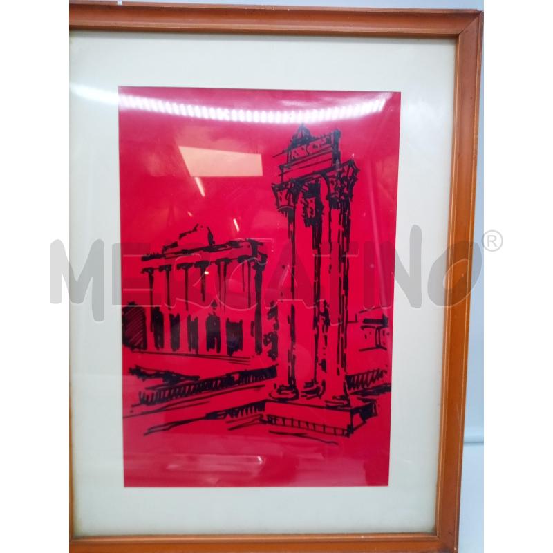 QUADRO PENNARELLO SCORCIO ROMANO FONDO ROSSO | Mercatino dell'Usato Roma porta maggiore 1