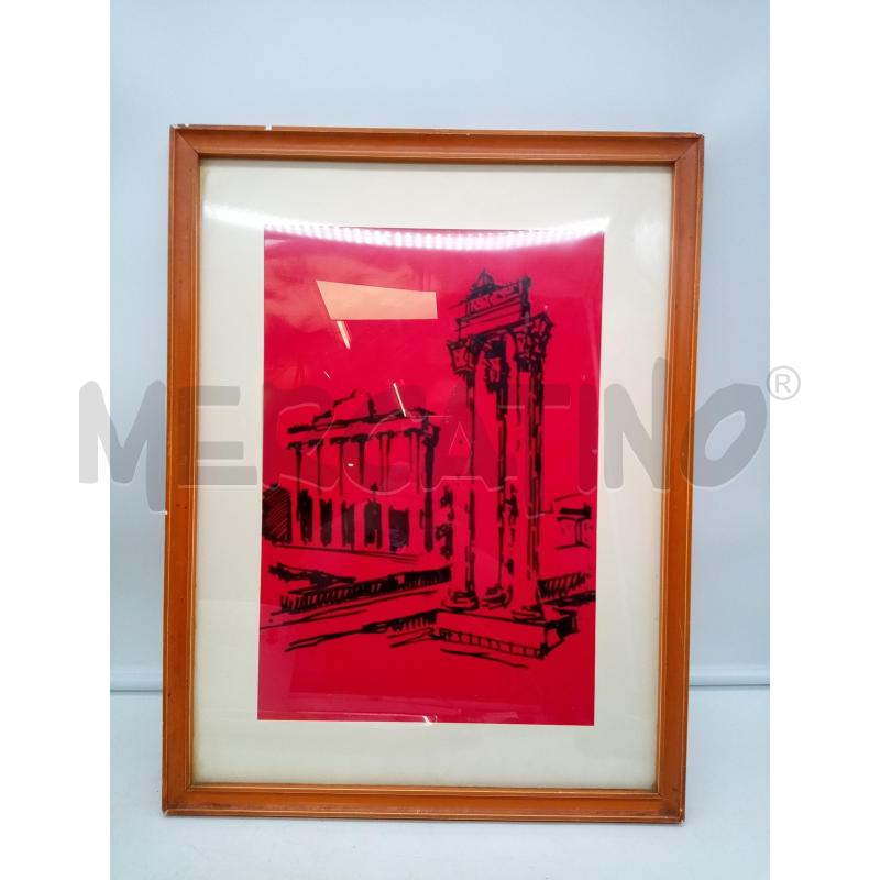 QUADRO PENNARELLO SCORCIO ROMANO FONDO ROSSO | Mercatino dell'Usato Roma porta maggiore 3
