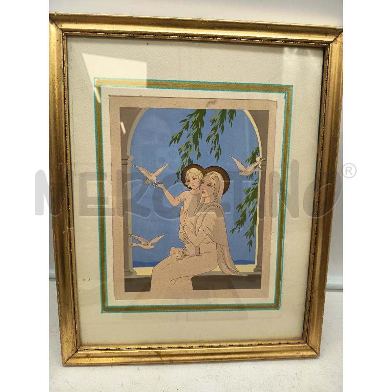 QUADRO POCHOIR MADONNA CON BAMBINO | Mercatino dell'Usato Roma porta maggiore 1