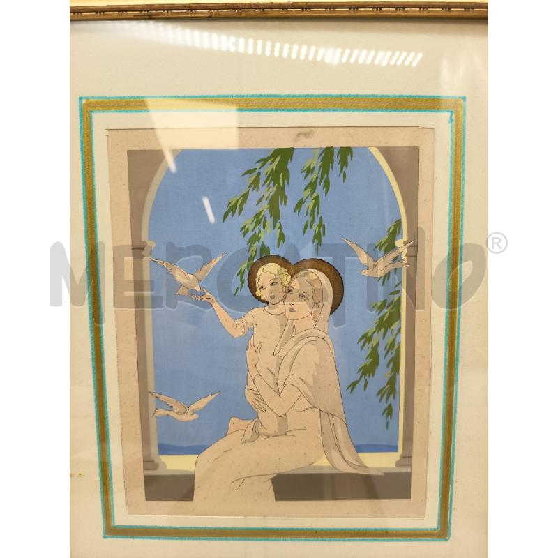 QUADRO POCHOIR MADONNA CON BAMBINO | Mercatino dell'Usato Roma porta maggiore 2