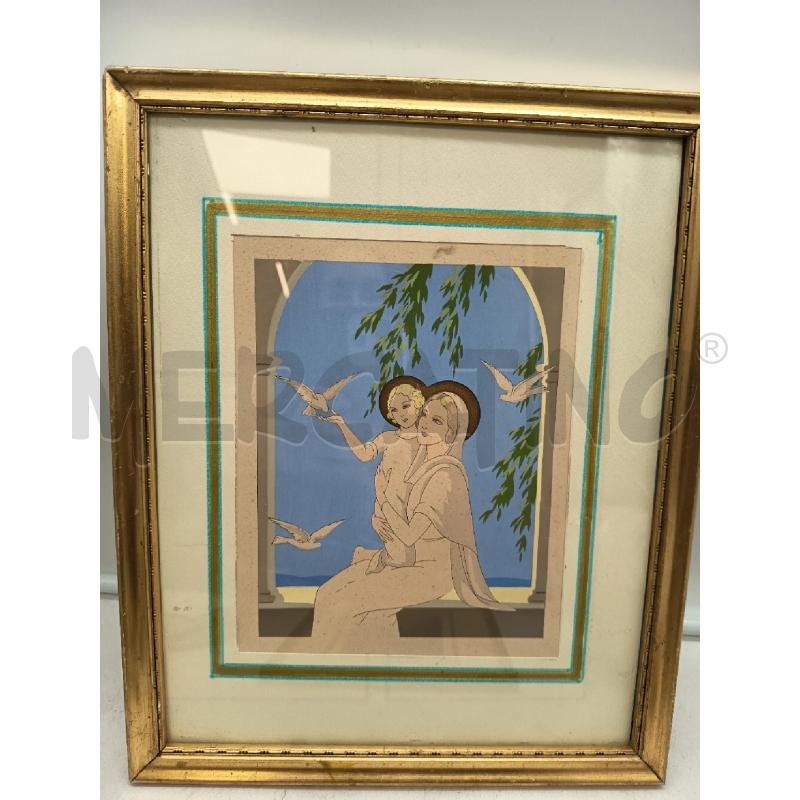 QUADRO POCHOIR MADONNA CON BAMBINO | Mercatino dell'Usato Roma porta maggiore 3