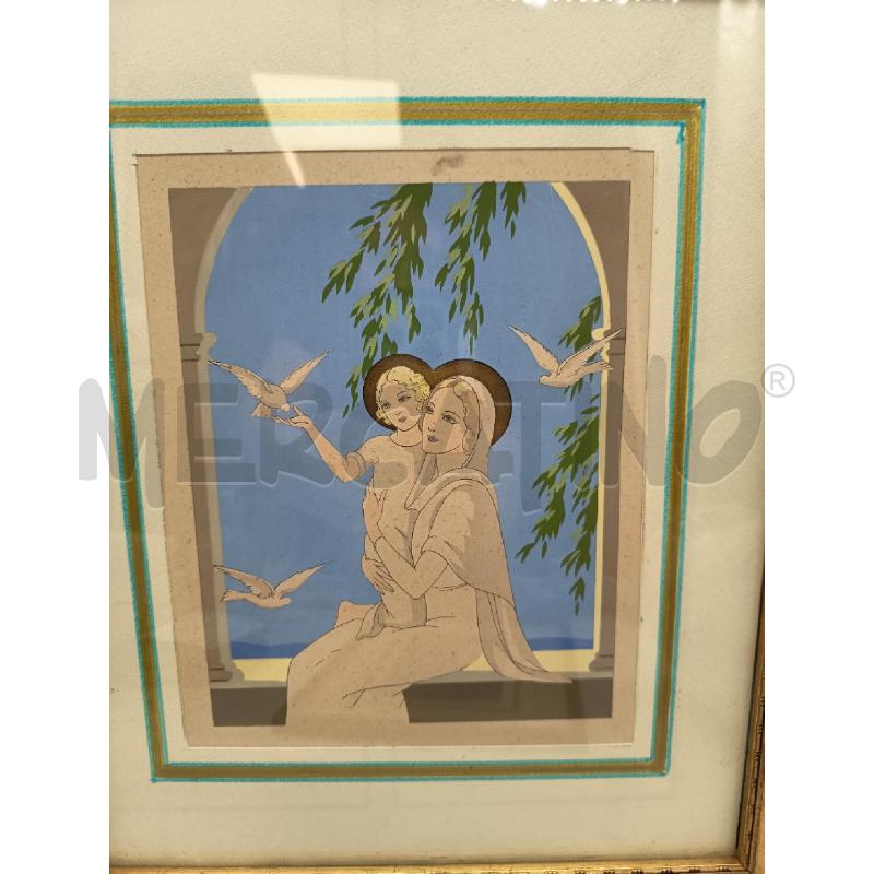 QUADRO POCHOIR MADONNA CON BAMBINO | Mercatino dell'Usato Roma porta maggiore 5