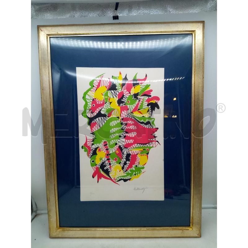 QUADRO SERIGRAFIA COSE DEL MARE TONI VERDE ROSA  | Mercatino dell'Usato Roma porta maggiore 1