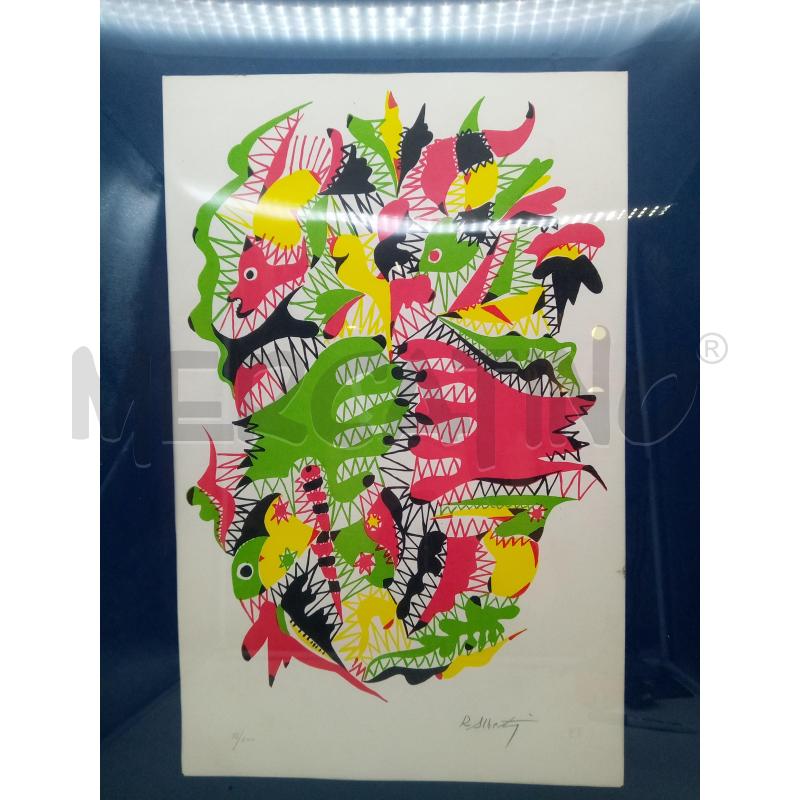 QUADRO SERIGRAFIA COSE DEL MARE TONI VERDE ROSA  | Mercatino dell'Usato Roma porta maggiore 2