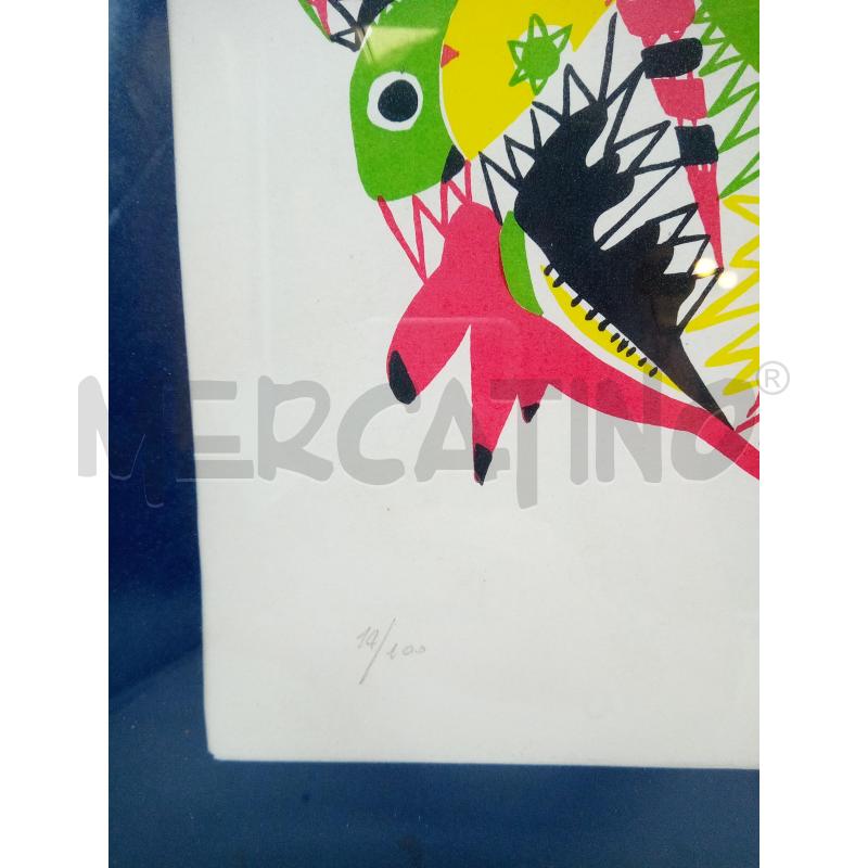 QUADRO SERIGRAFIA COSE DEL MARE TONI VERDE ROSA  | Mercatino dell'Usato Roma porta maggiore 4