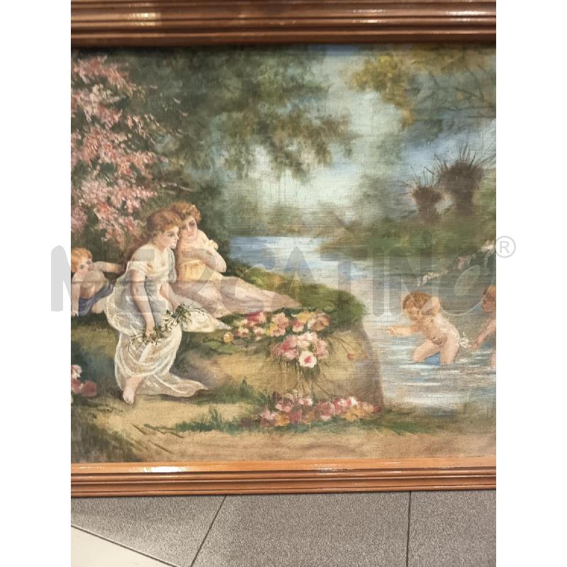 QUADRO SUCCO D'ERBA DAME CON AMORINI | Mercatino dell'Usato Roma porta maggiore 1
