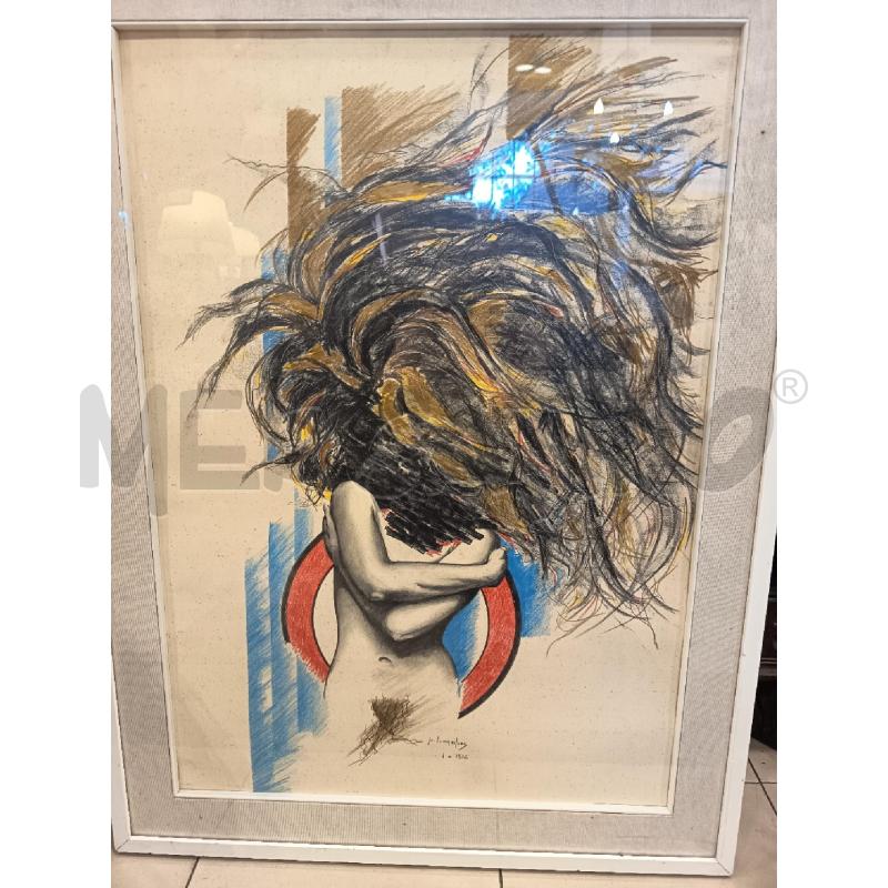 QUADRO TECNICA MISTA NUDO DONNA ASTRATTO  | Mercatino dell'Usato Roma porta maggiore 2