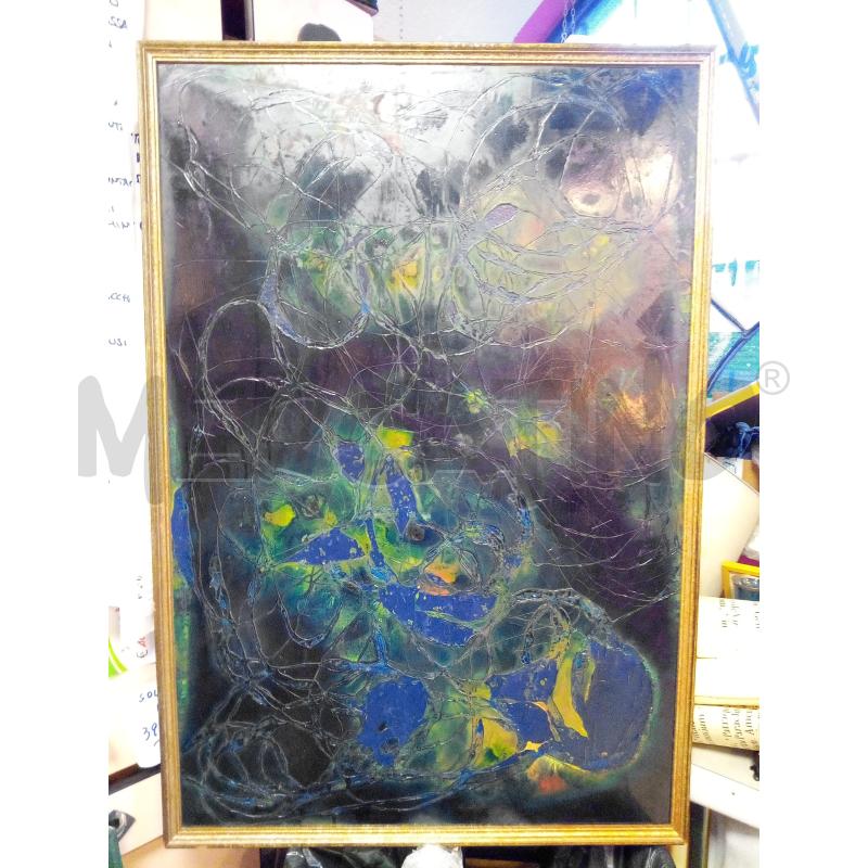 QUADRO TECNICA MISTA SU COMPENSATO MOTIVO ASTRATTO TONI BLU  | Mercatino dell'Usato Roma porta maggiore 1