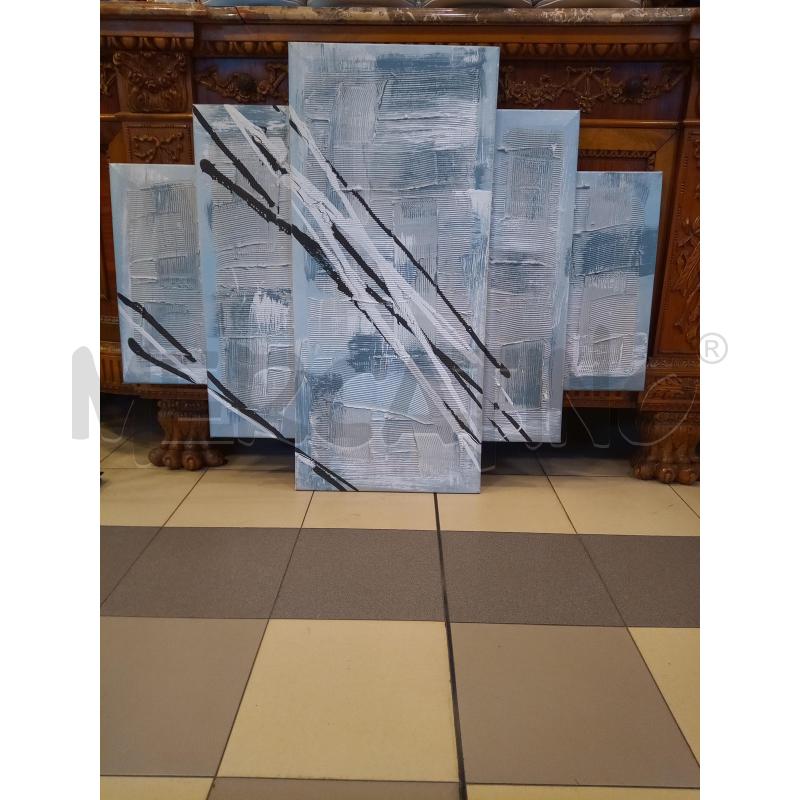 QUADRO TECNICA MISTA TELA MULTIPLA FONDO AZZURRO SCHIZZI | Mercatino dell'Usato Roma porta maggiore 1