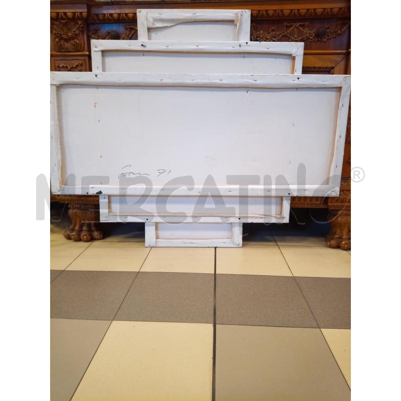 QUADRO TECNICA MISTA TELA MULTIPLA FONDO AZZURRO SCHIZZI | Mercatino dell'Usato Roma porta maggiore 3