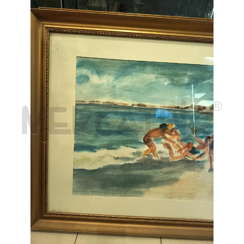 QUADRO TEMPERA SU CARTA BAMBINI IN SPIAGGIA | Mercatino dell'Usato Roma porta maggiore 4