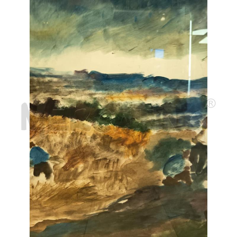 QUADRO TEMPERA SU CARTA SCENA CAMPI | Mercatino dell'Usato Roma porta maggiore 4
