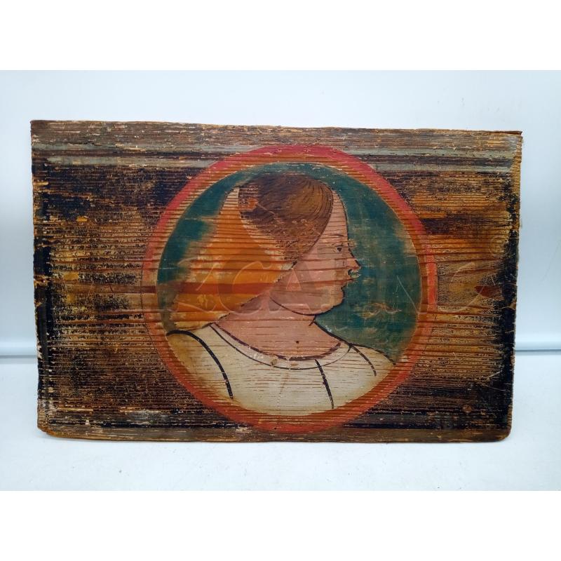 QUADRO TEMPERA SU PANNELLO LIGNEO PROFILO DONNA EPOCA | Mercatino dell'Usato Roma porta maggiore 1