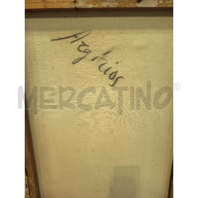 QUADRO TEMPERA SU TELA PAESAGGIO CASE CUBISTE  | Mercatino dell'Usato Roma porta maggiore 4