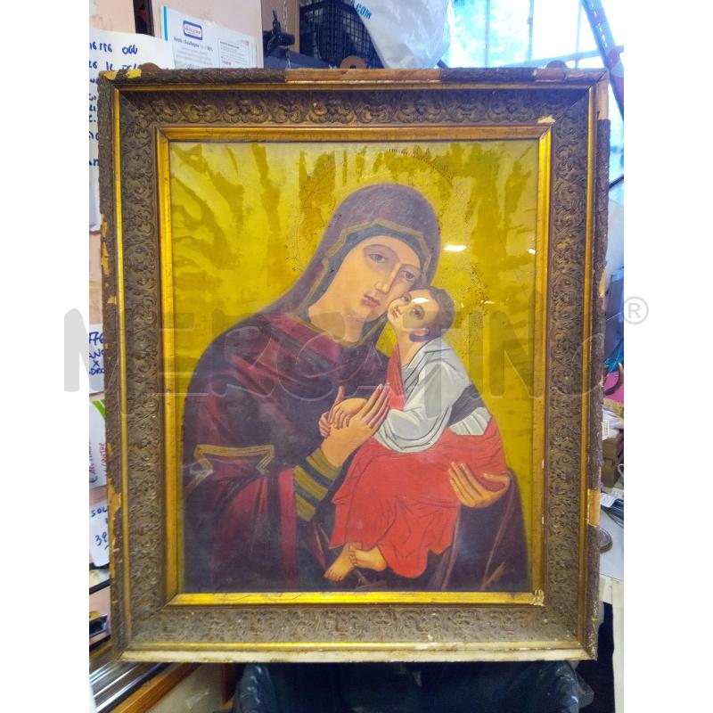 QUADRO TEMPERE SU CARTA MADONNA CON BAMBINO | Mercatino dell'Usato Roma porta maggiore 1