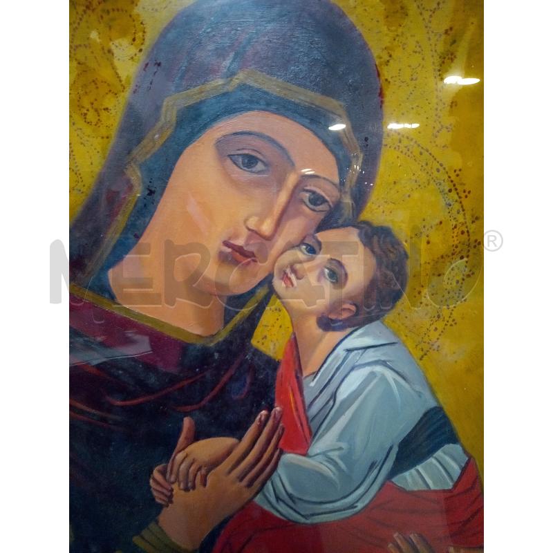 QUADRO TEMPERE SU CARTA MADONNA CON BAMBINO | Mercatino dell'Usato Roma porta maggiore 2