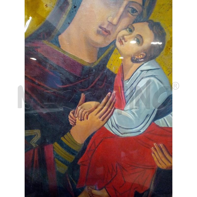 QUADRO TEMPERE SU CARTA MADONNA CON BAMBINO | Mercatino dell'Usato Roma porta maggiore 3