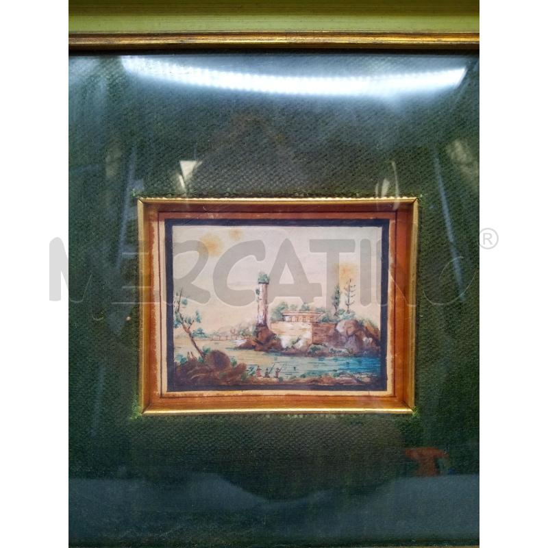 QUADRO TRIS VEDUTE ACQUERELLO EPOCA | Mercatino dell'Usato Roma porta maggiore 2