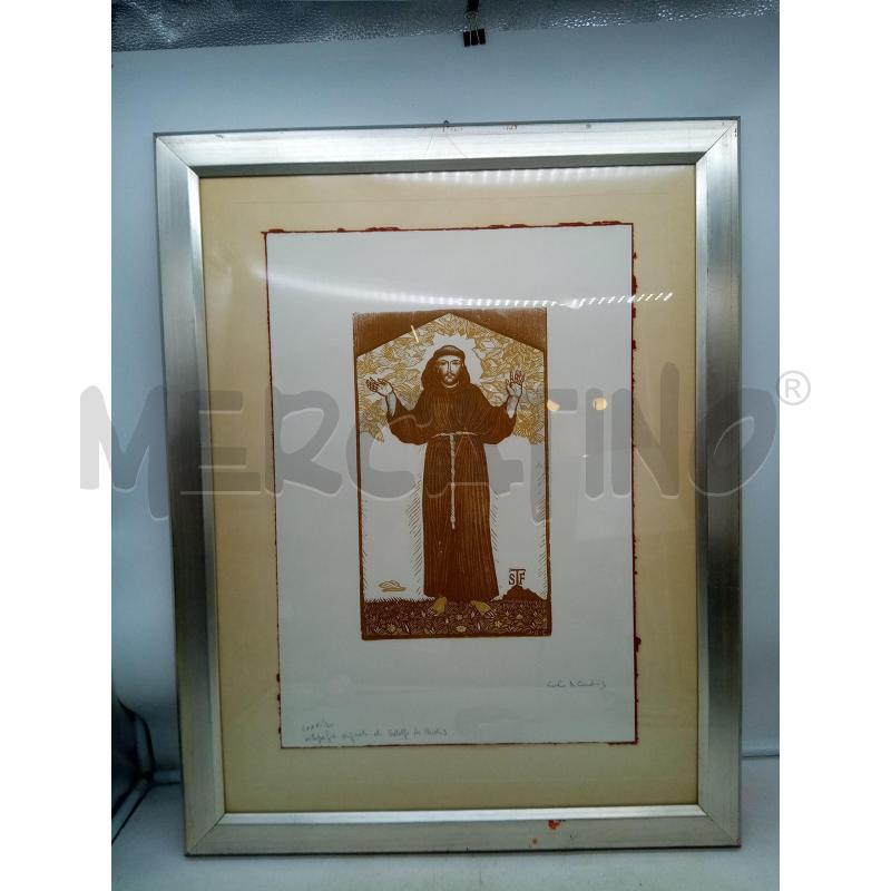 QUADRO XILOGRAFIA SAN FRANCESCO E GLI UCCELLI  | Mercatino dell'Usato Roma porta maggiore 1