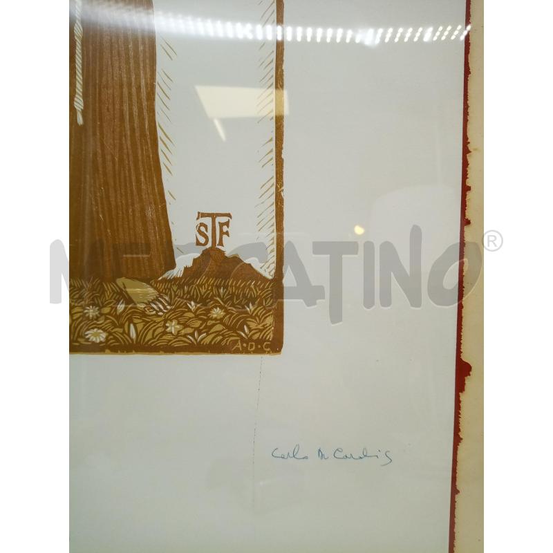 QUADRO XILOGRAFIA SAN FRANCESCO E GLI UCCELLI  | Mercatino dell'Usato Roma porta maggiore 4