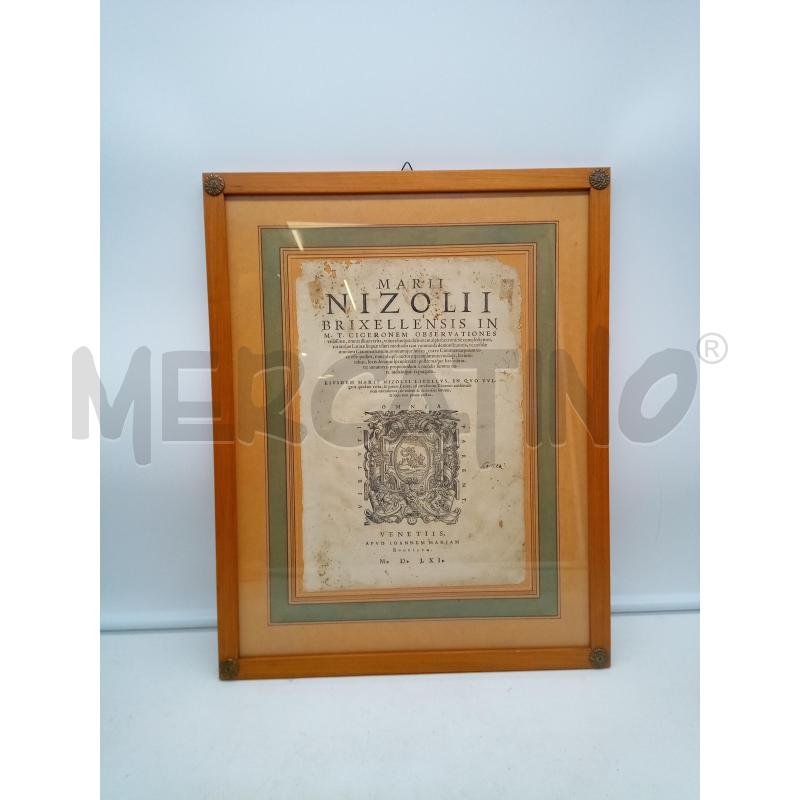 QUADRO XILO MARLI NIZOLII CICERONE OBSERVATIONES | Mercatino dell'Usato Roma porta maggiore 1